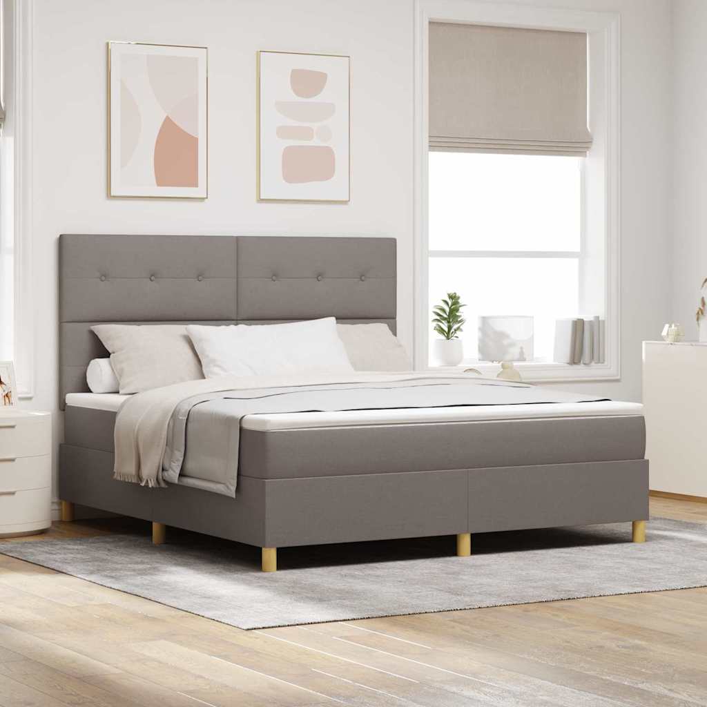 LED Box Spring Ágy fejtámlával Tópszínű 180 x 200 cm szövet