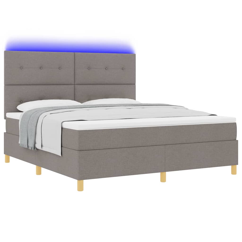 LED Box Spring Ágy fejtámlával Tópszínű 180 x 200 cm szövet