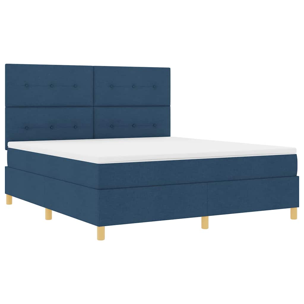 LED Box Spring Ágy fejtámlával Kék 180 x 200 cm szövet