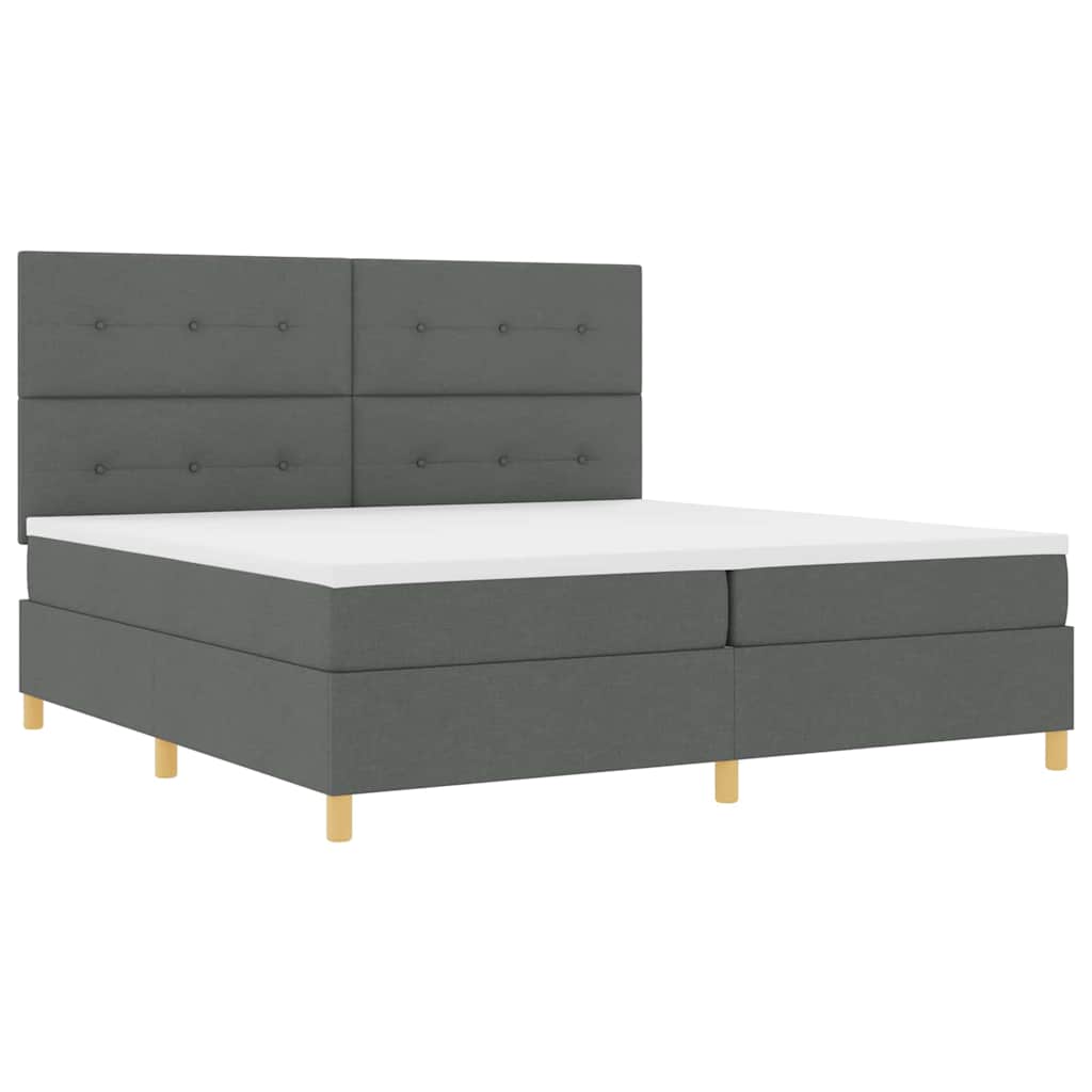 LED Box Spring Ágy fejtámlával Sötétszürke 200 x 200 cm szövet