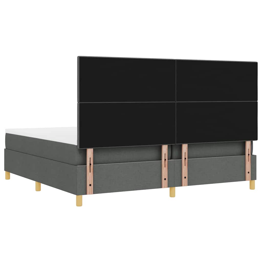 LED Box Spring Ágy fejtámlával Sötétszürke 200 x 200 cm szövet