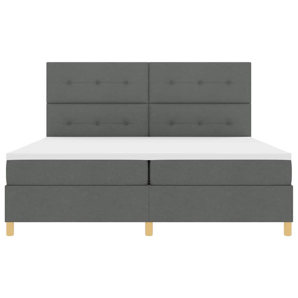 LED Box Spring Ágy fejtámlával Sötétszürke 200 x 200 cm szövet