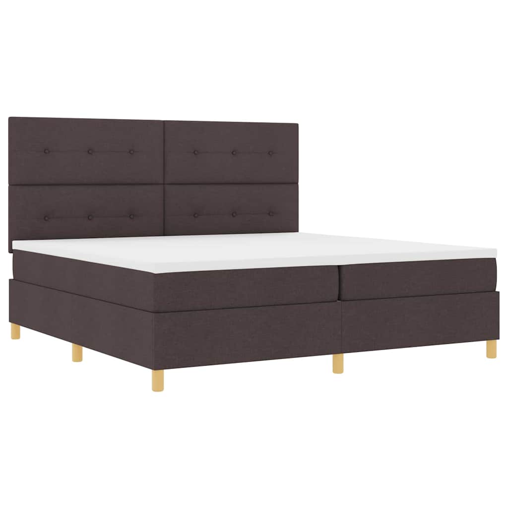 LED Box Spring Ágy fejtámlával Sötét Barna 200 x 200 cm szövet