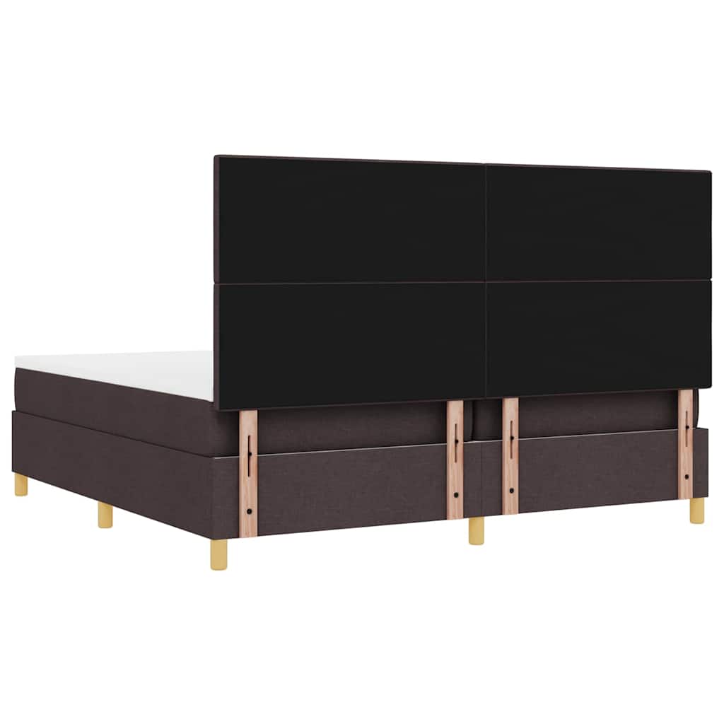 LED Box Spring Ágy fejtámlával Sötét Barna 200 x 200 cm szövet