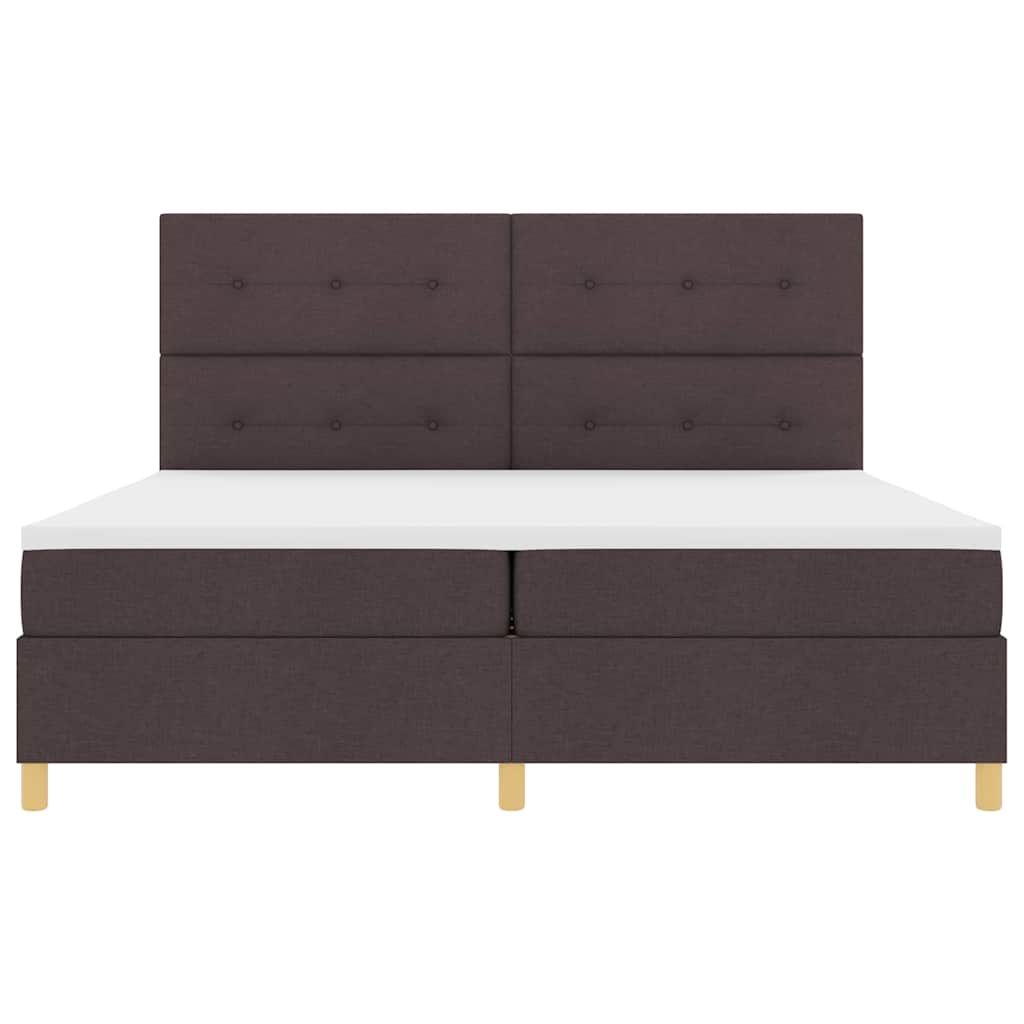 LED Box Spring Ágy fejtámlával Sötét Barna 200 x 200 cm szövet