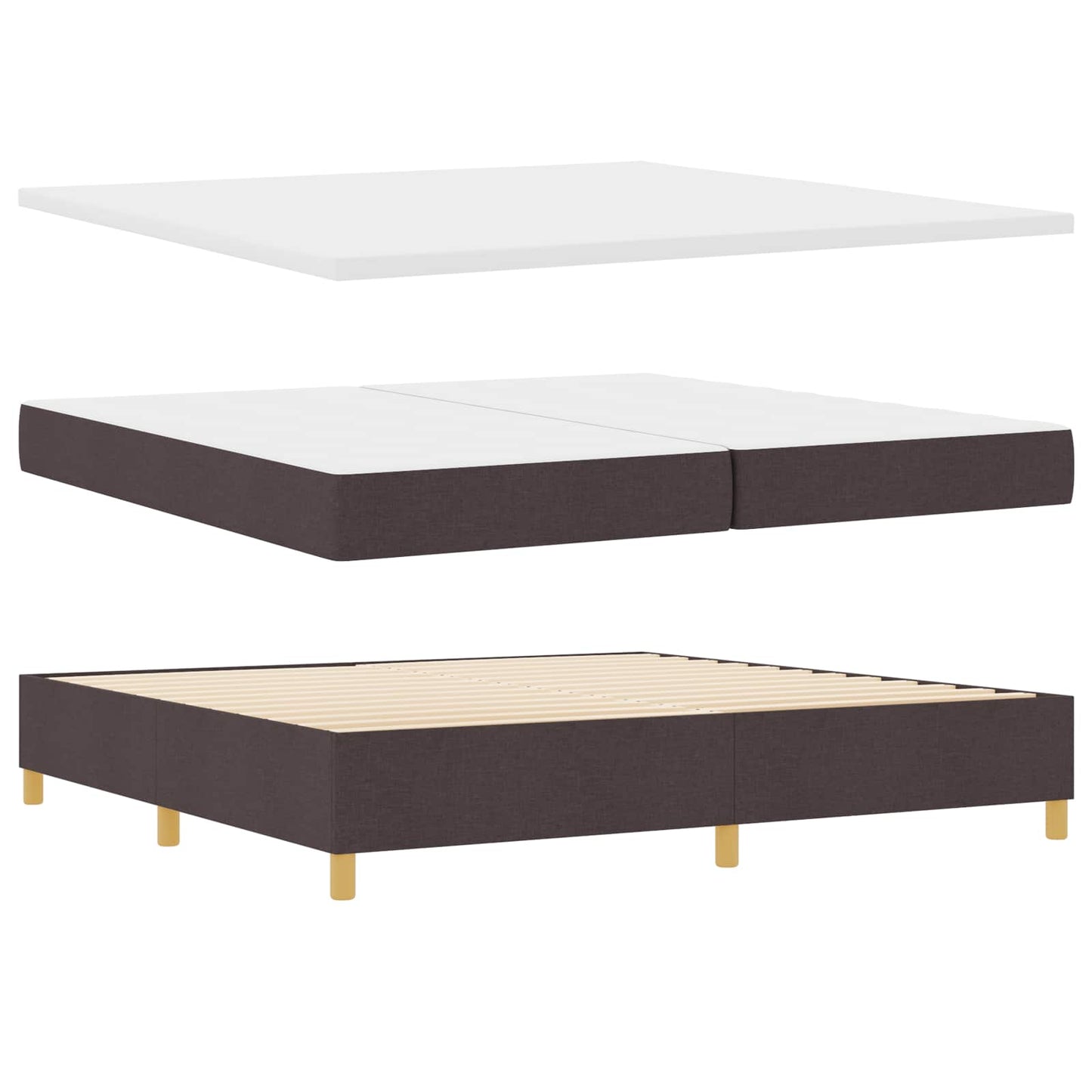 LED Box Spring Ágy fejtámlával Sötét Barna 200 x 200 cm szövet