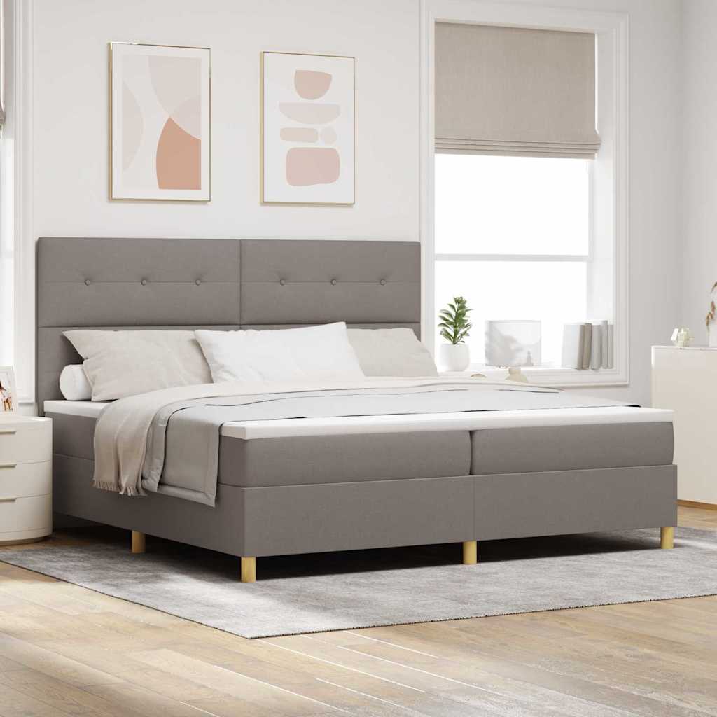 LED Box Spring Ágy fejtámlával Tópszínű 200 x 200 cm szövet