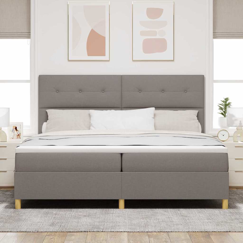 LED Box Spring Ágy fejtámlával Tópszínű 200 x 200 cm szövet