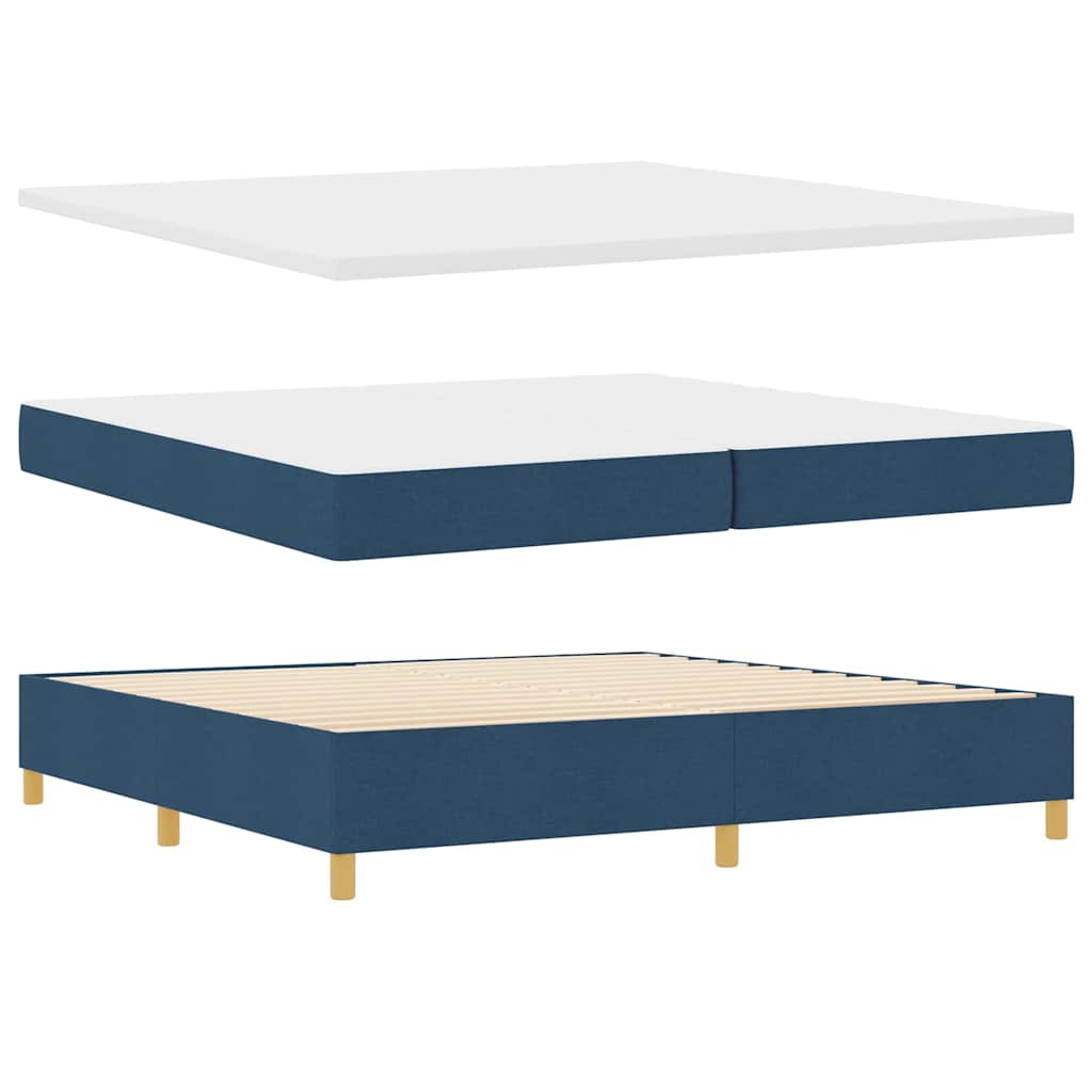 LED Box Spring Ágy fejtámlával Kék 200 x 200 cm szövet