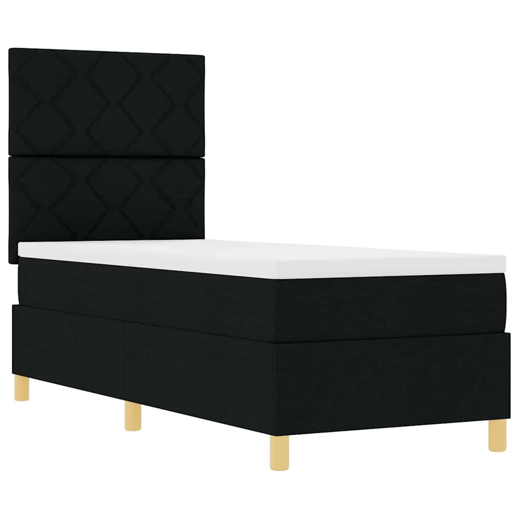 LED Box Spring Ágy fejtámlával Fekete 80 x 200 cm szövet