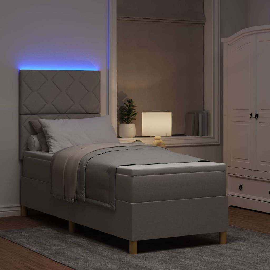 LED Box Spring Ágy fejtámlával Tópszínű 80 x 200 cm szövet