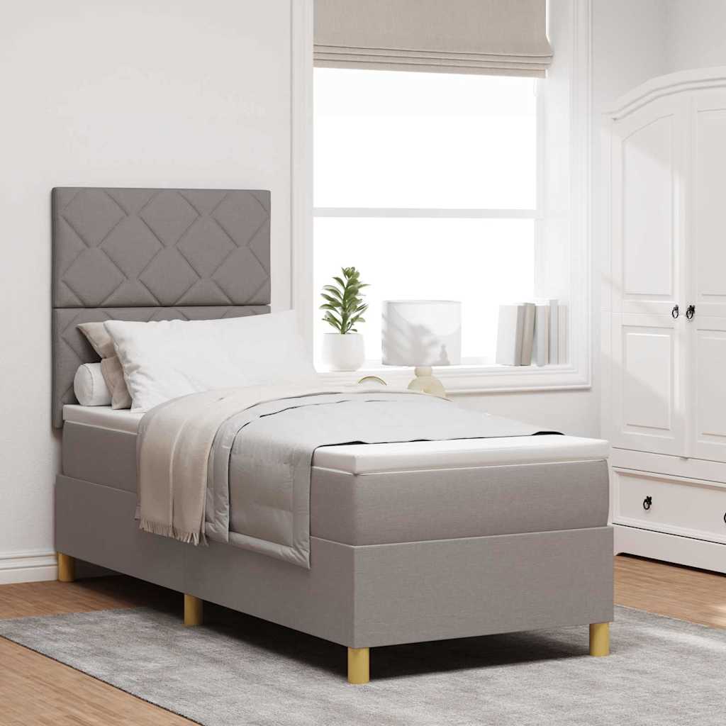 LED Box Spring Ágy fejtámlával Tópszínű 80 x 200 cm szövet