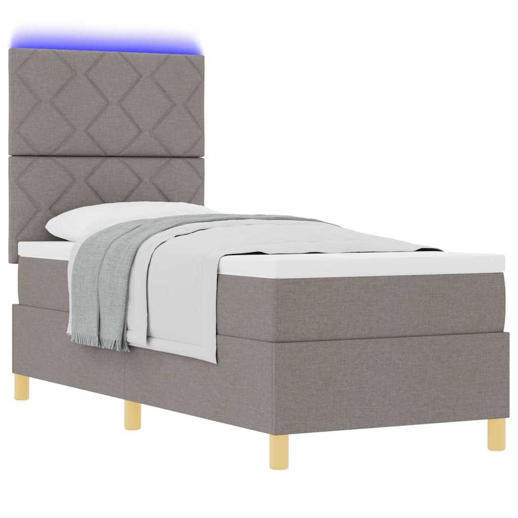 LED Box Spring Ágy fejtámlával Tópszínű 80 x 200 cm szövet