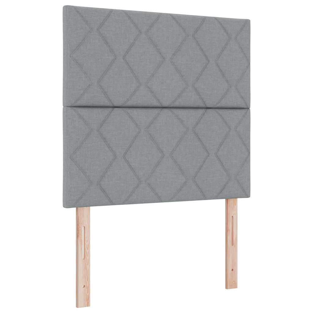 LED Box Spring Ágy fejtámlával Világosszürke 90 x 190 cm szövet