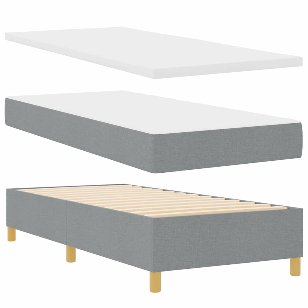 LED Box Spring Ágy fejtámlával Világosszürke 90 x 190 cm szövet