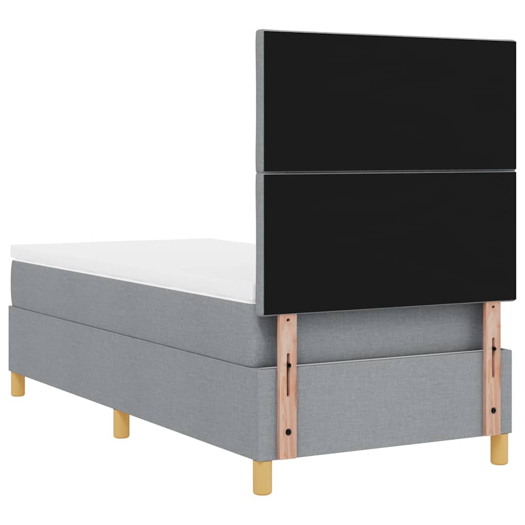 LED Box Spring Ágy fejtámlával Világosszürke 90 x 190 cm szövet