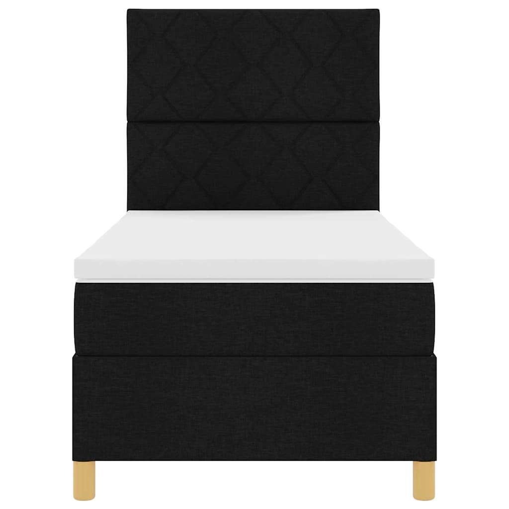 LED Box Spring Ágy fejtámlával Fekete 90 x 190 cm szövet