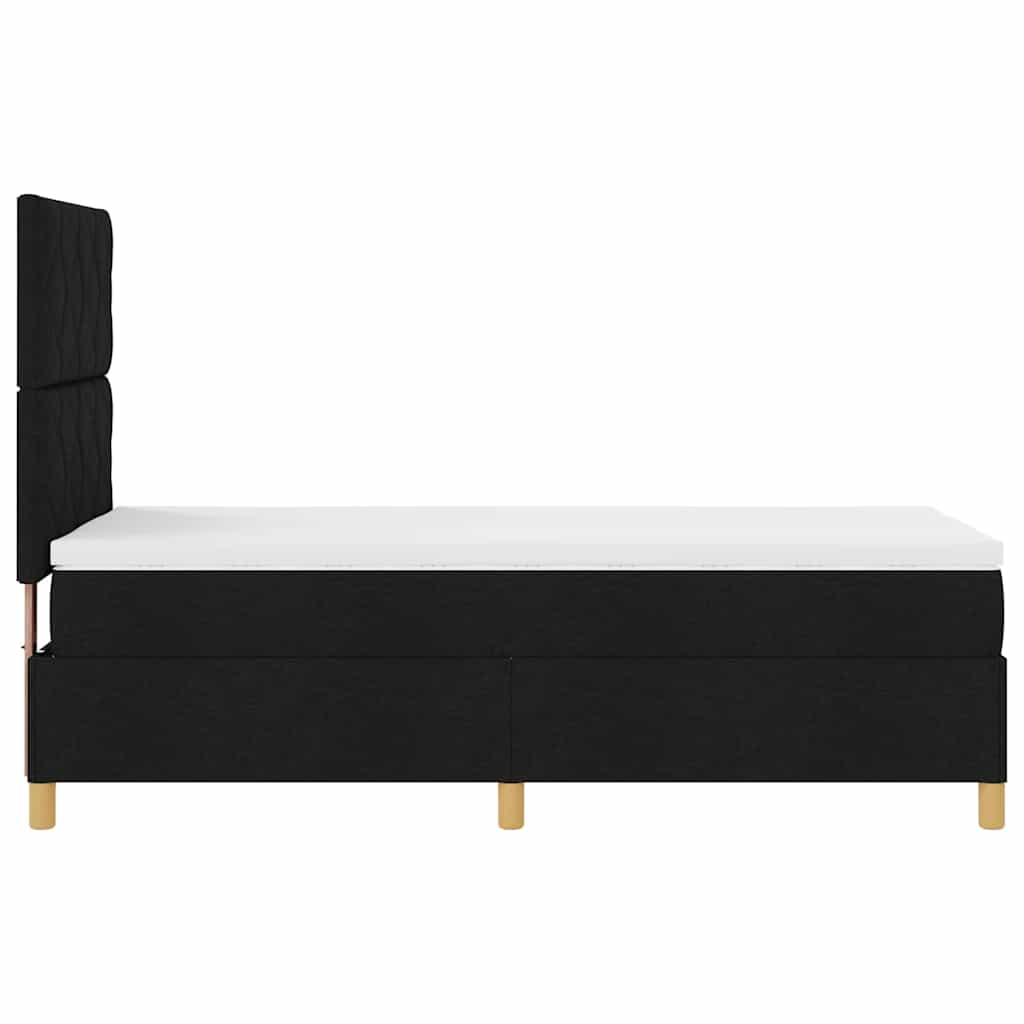LED Box Spring Ágy fejtámlával Fekete 90 x 190 cm szövet
