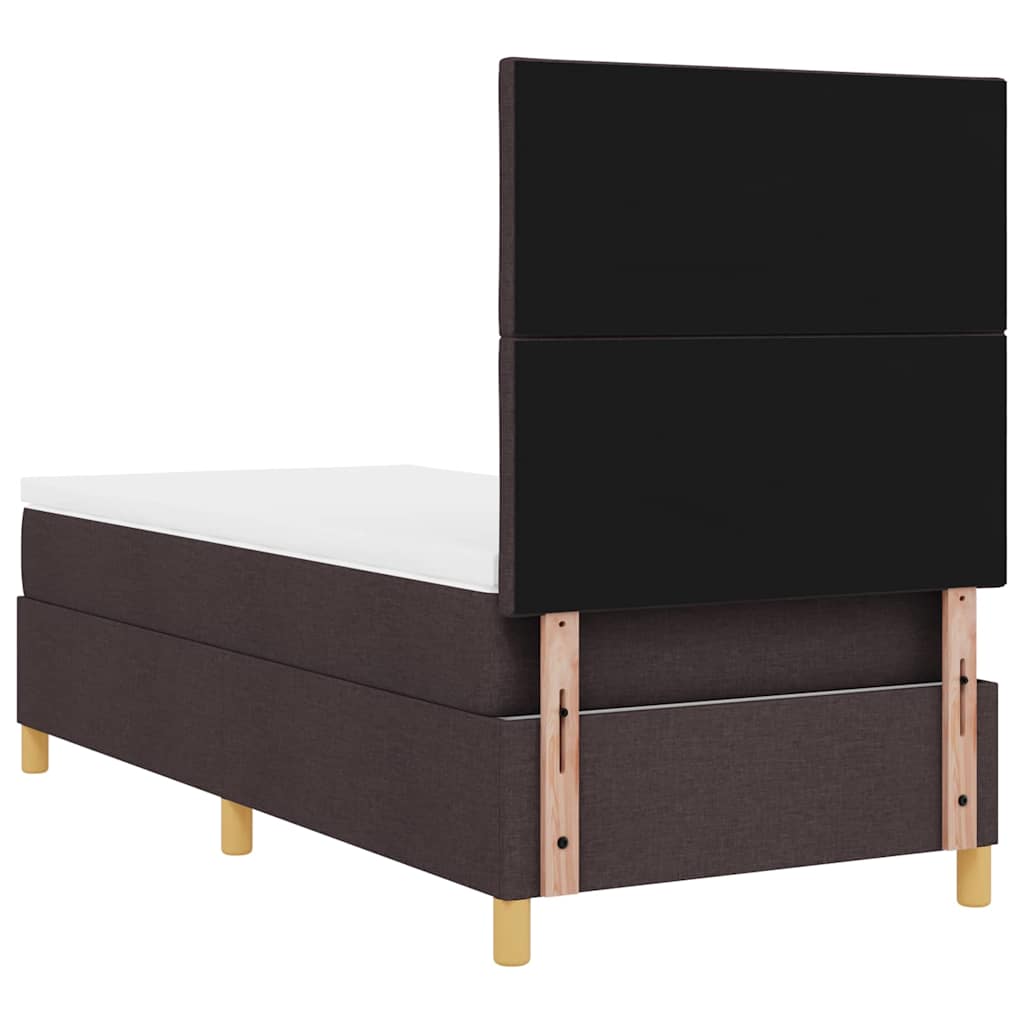 LED Box Spring Ágy fejtámlával Sötét Barna 90 x 190 cm szövet