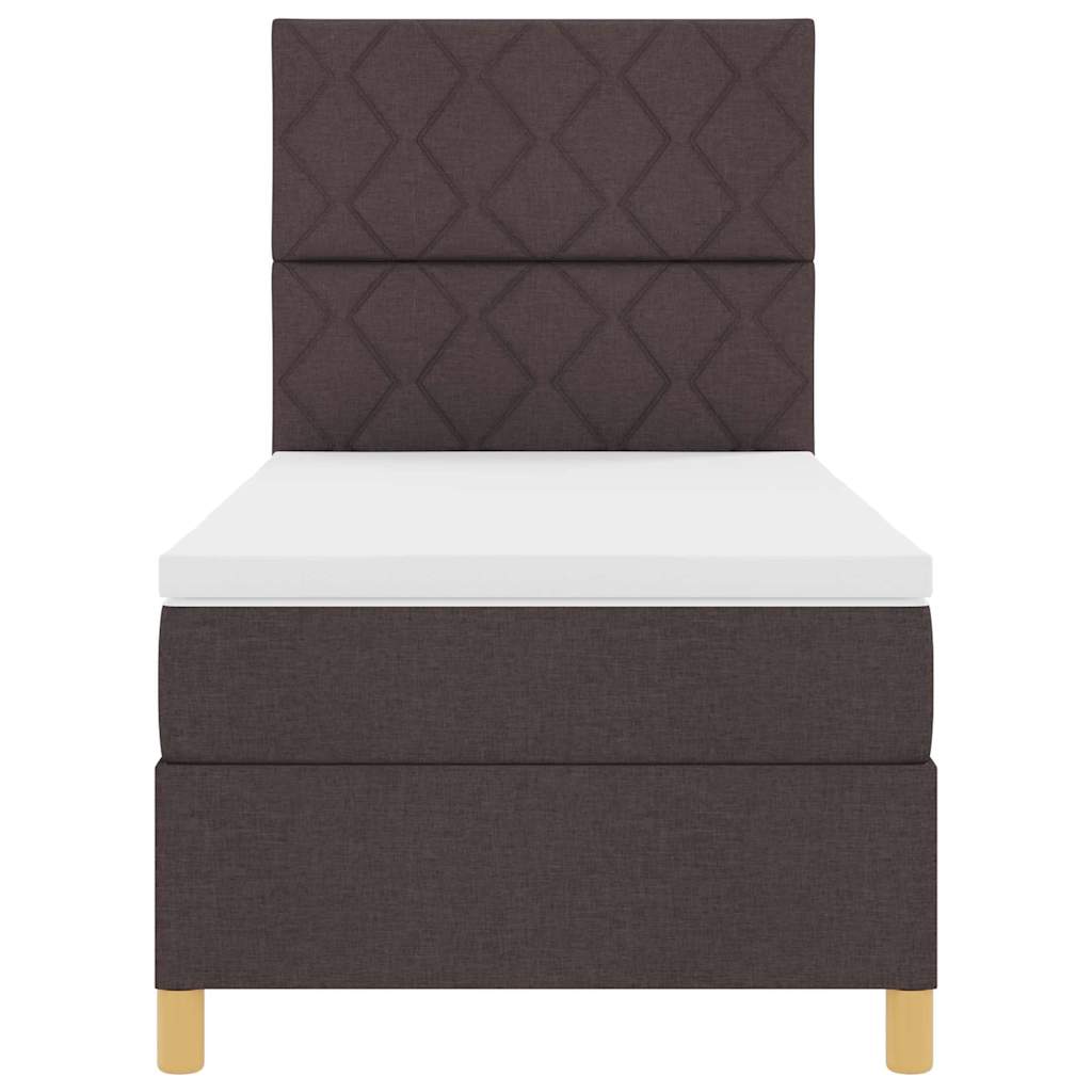 LED Box Spring Ágy fejtámlával Sötét Barna 90 x 190 cm szövet