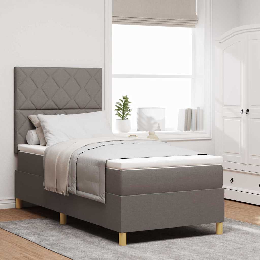 LED Box Spring Ágy fejtámlával Tópszínű 90 x 190 cm szövet