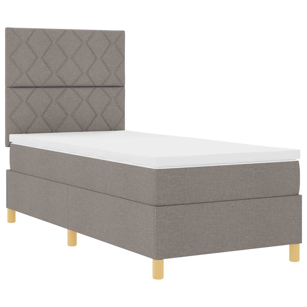 LED Box Spring Ágy fejtámlával Tópszínű 90 x 190 cm szövet