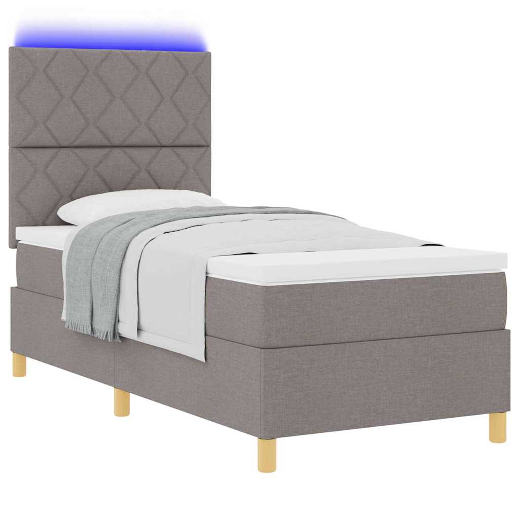 LED Box Spring Ágy fejtámlával Tópszínű 90 x 190 cm szövet