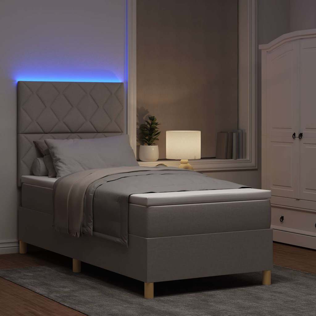 LED Box Spring Ágy fejtámlával Tópszínű 100 x 200 cm szövet