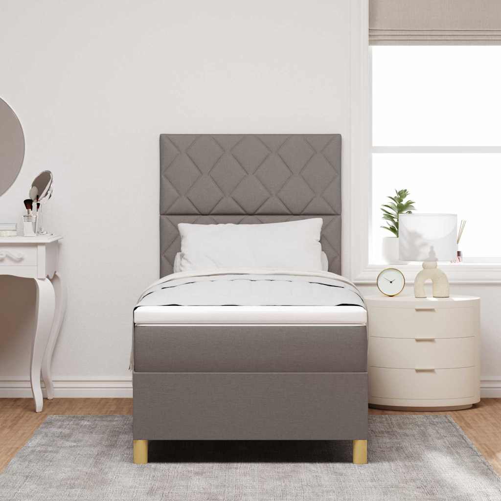 LED Box Spring Ágy fejtámlával Tópszínű 100 x 200 cm szövet