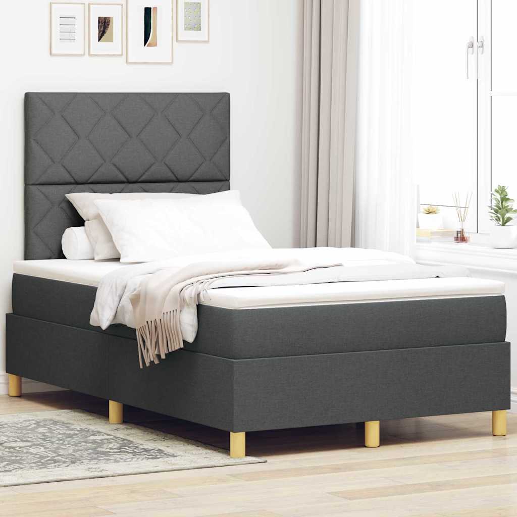 LED Box Spring Ágy fejtámlával Sötétszürke 120 x 190 cm szövet