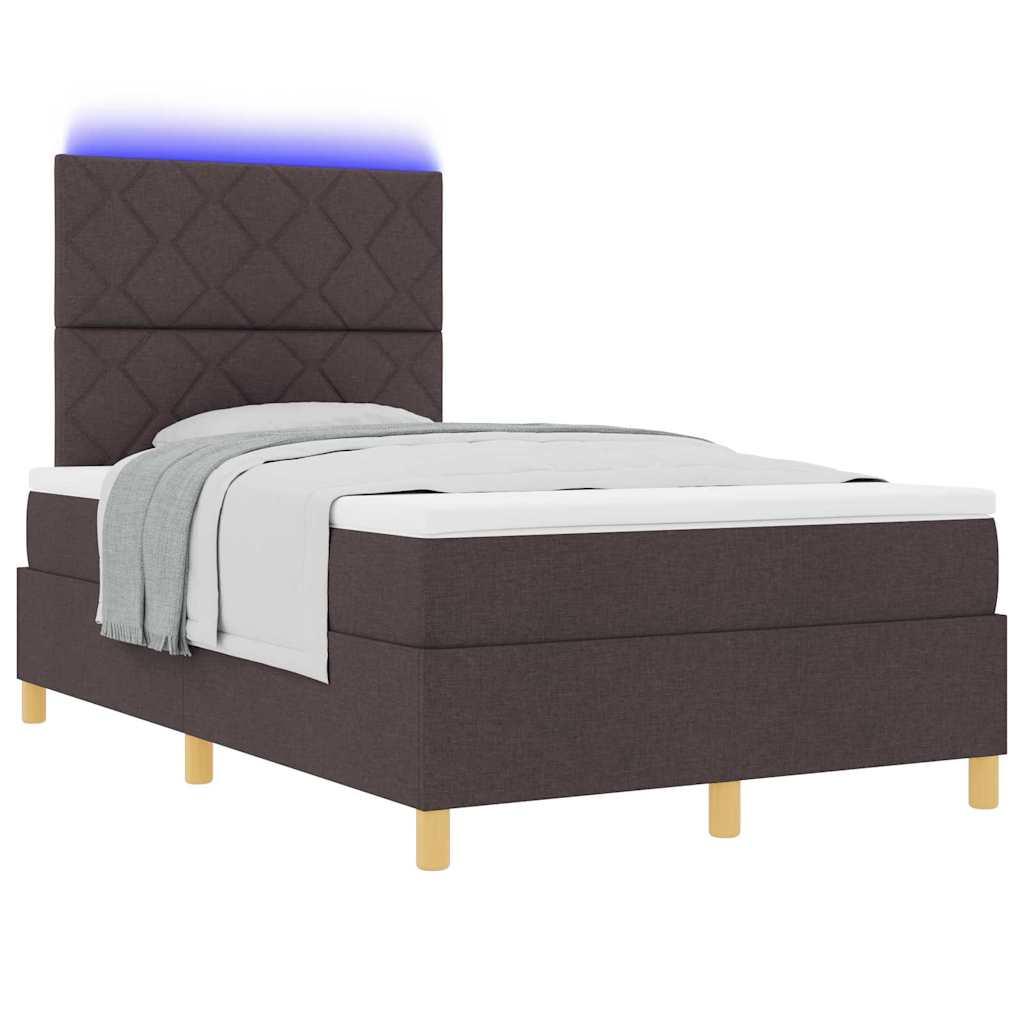 LED Box Spring Ágy fejtámlával Sötét Barna 120 x 190 cm szövet