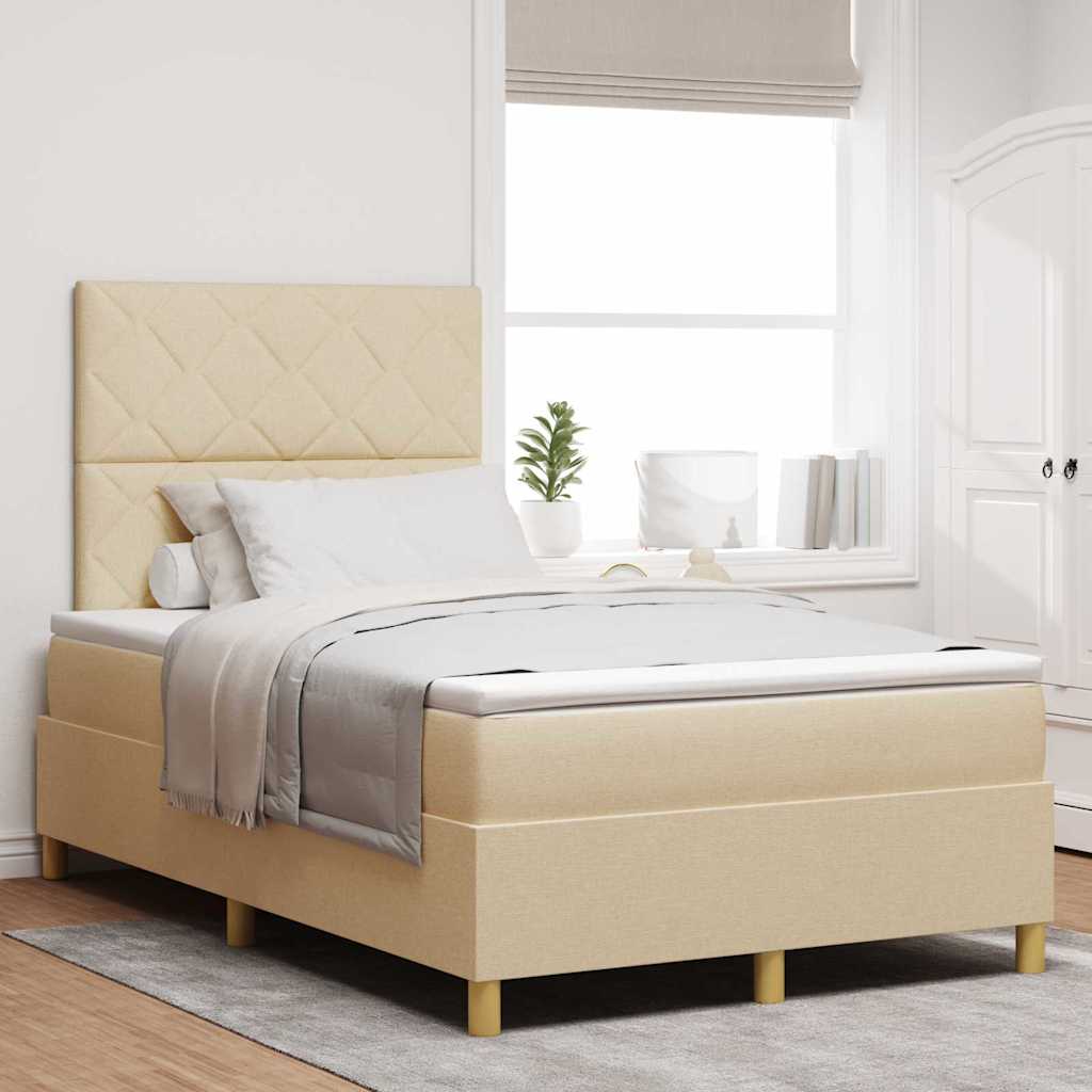 LED Box Spring Ágy fejtámlával Krém 120 x 190 cm szövet