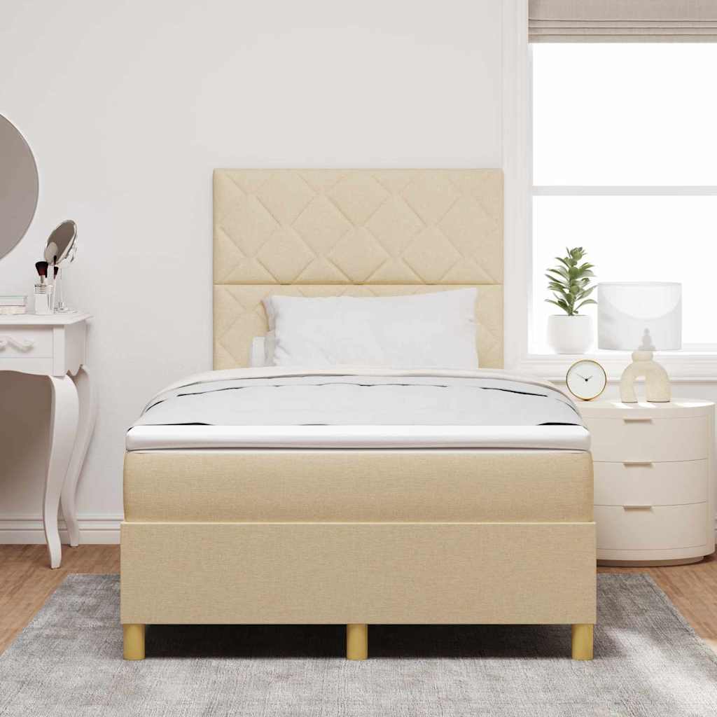 LED Box Spring Ágy fejtámlával Krém 120 x 190 cm szövet
