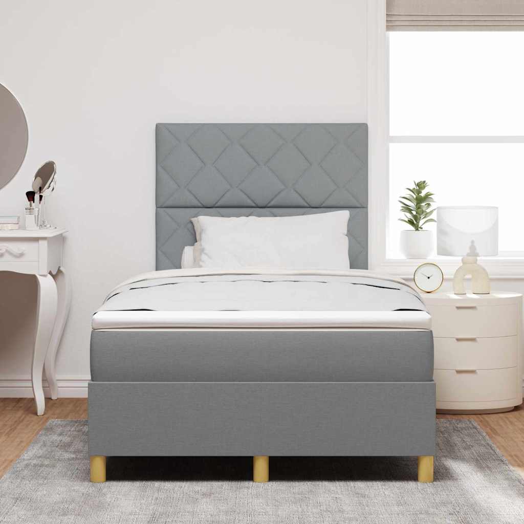 LED Box Spring Ágy Világosszürke 120 x 200 cm szövet
