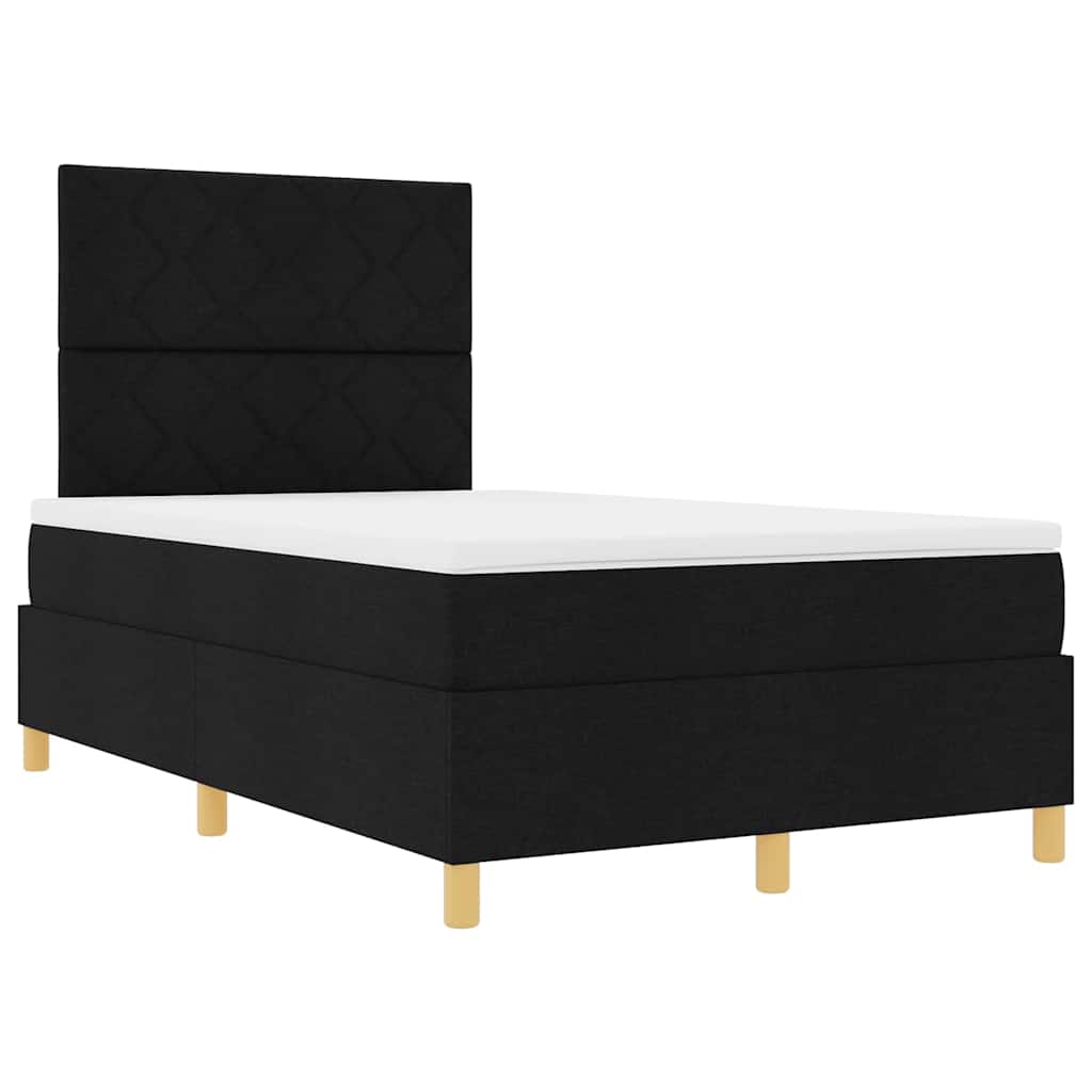 LED Box Spring Ágy fejtámlával Fekete 120 x 200 cm szövet