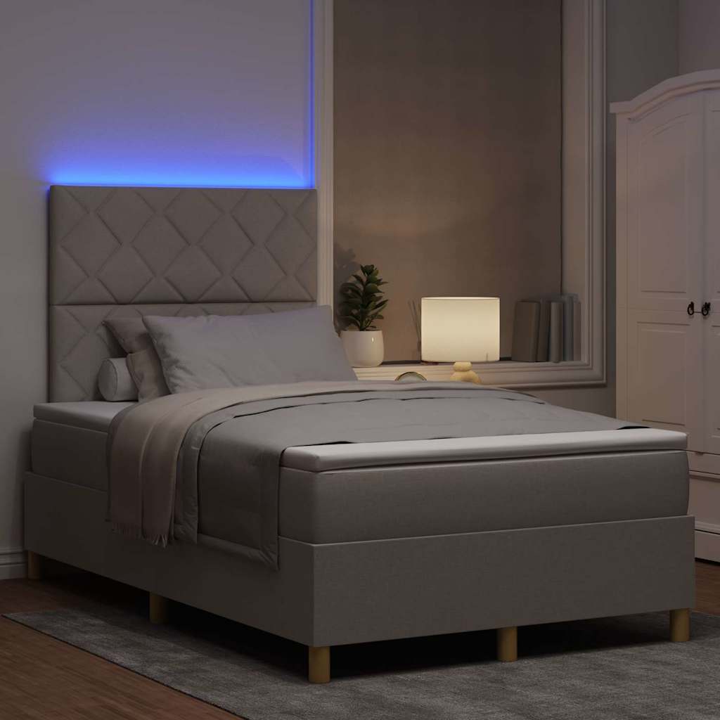 LED Box Spring Ágy fejtámlával Tópszínű 120 x 200 cm szövet
