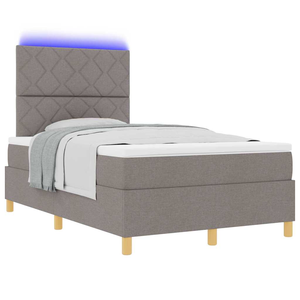 LED Box Spring Ágy fejtámlával Tópszínű 120 x 200 cm szövet