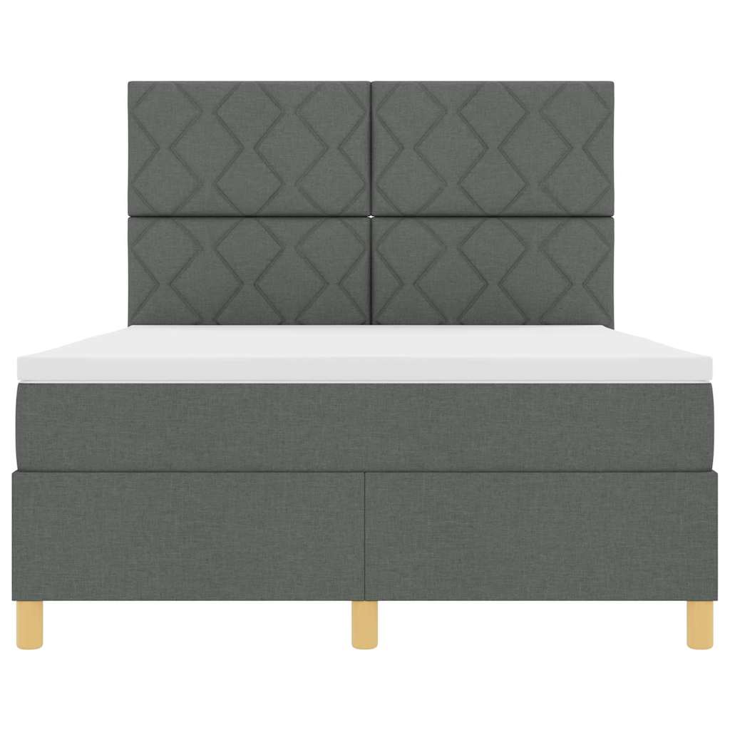 LED Box Spring Ágy fejtámlával Sötétszürke 140 x 190 cm szövet