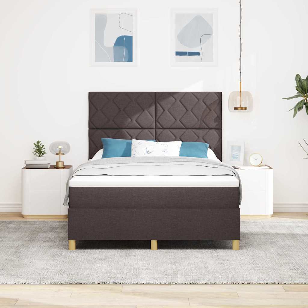 LED Box Spring Ágy matracmal Sötét Barna 140 x 190 cm szövet