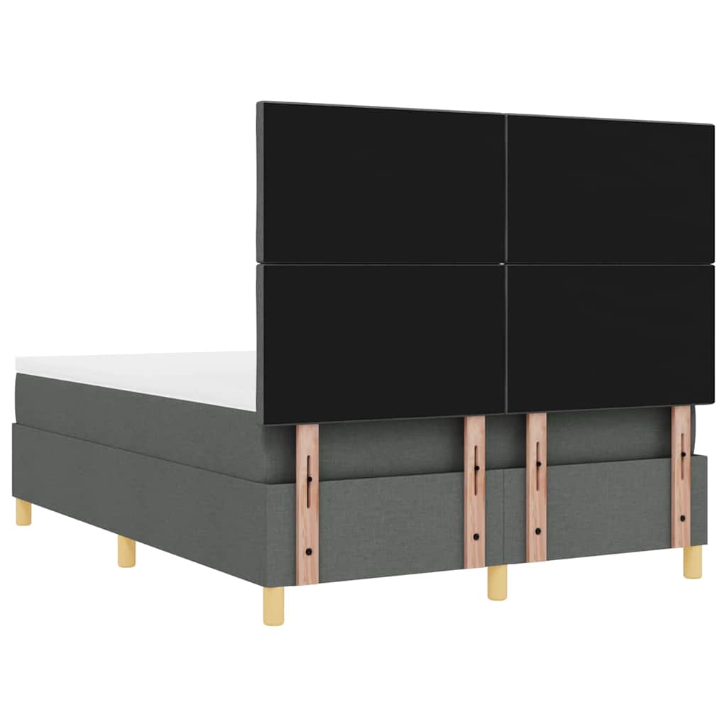 LED Box Spring Ágy fejtámlával Sötétszürke 140 x 200 cm szövet