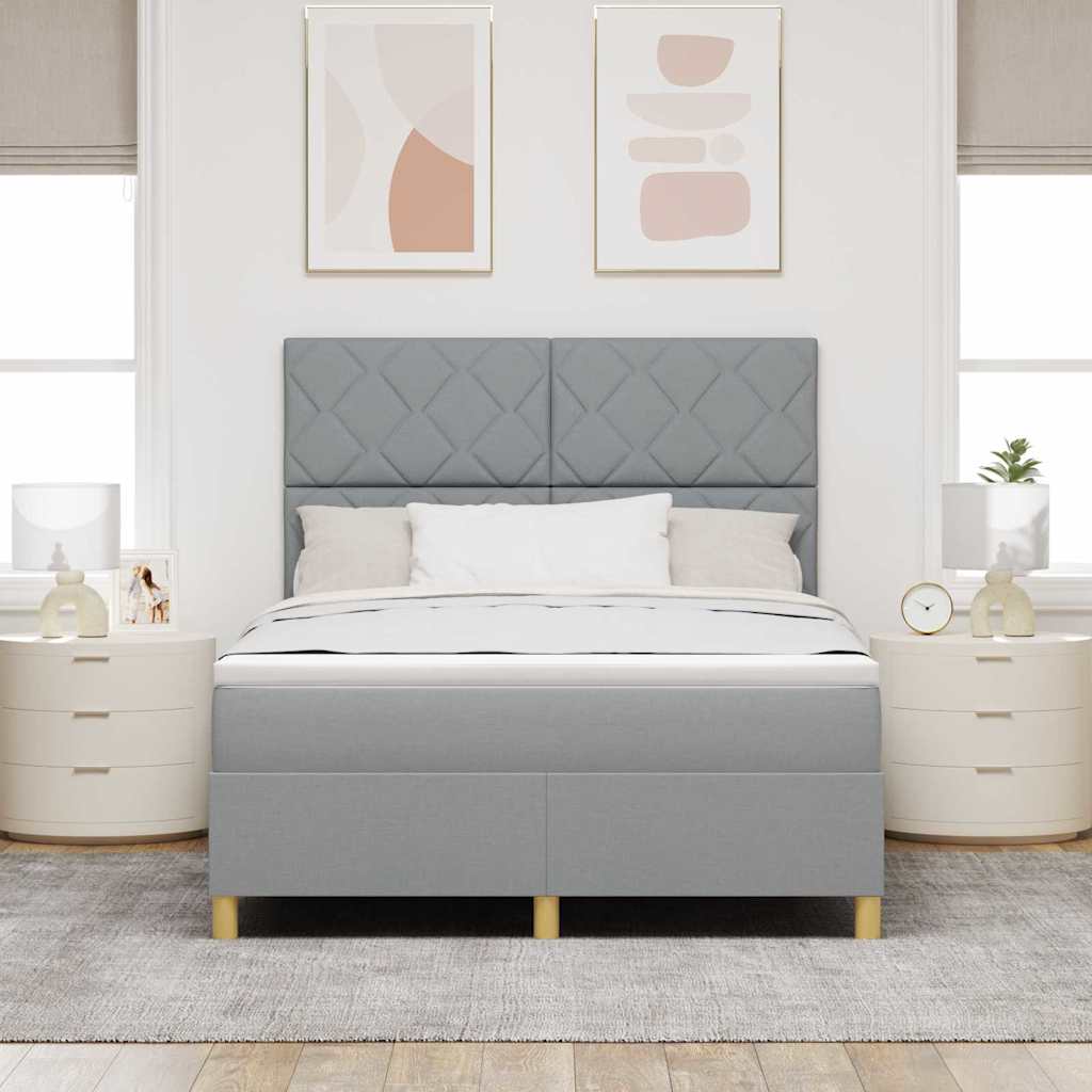 LED Box Spring Ágy Világosszürke 160 x 200 cm szövet