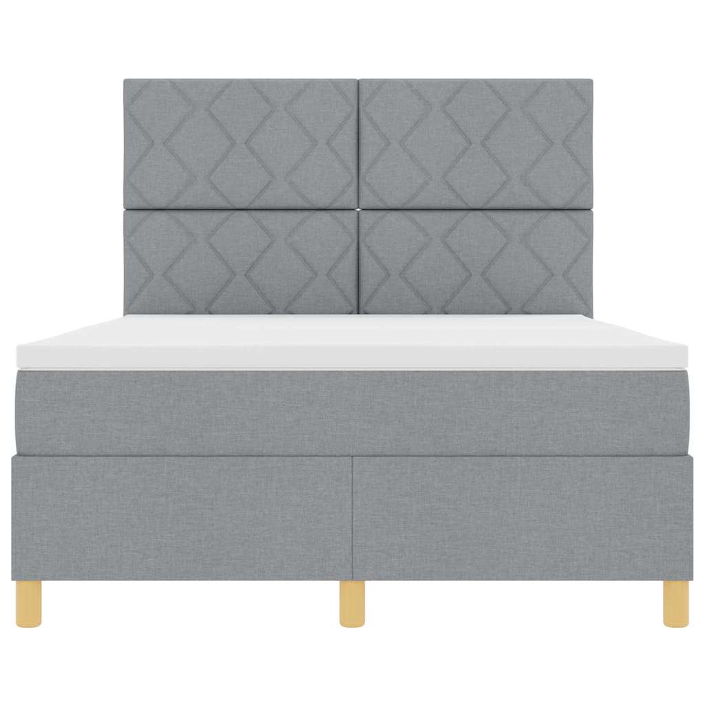 LED Box Spring Ágy Világosszürke 160 x 200 cm szövet