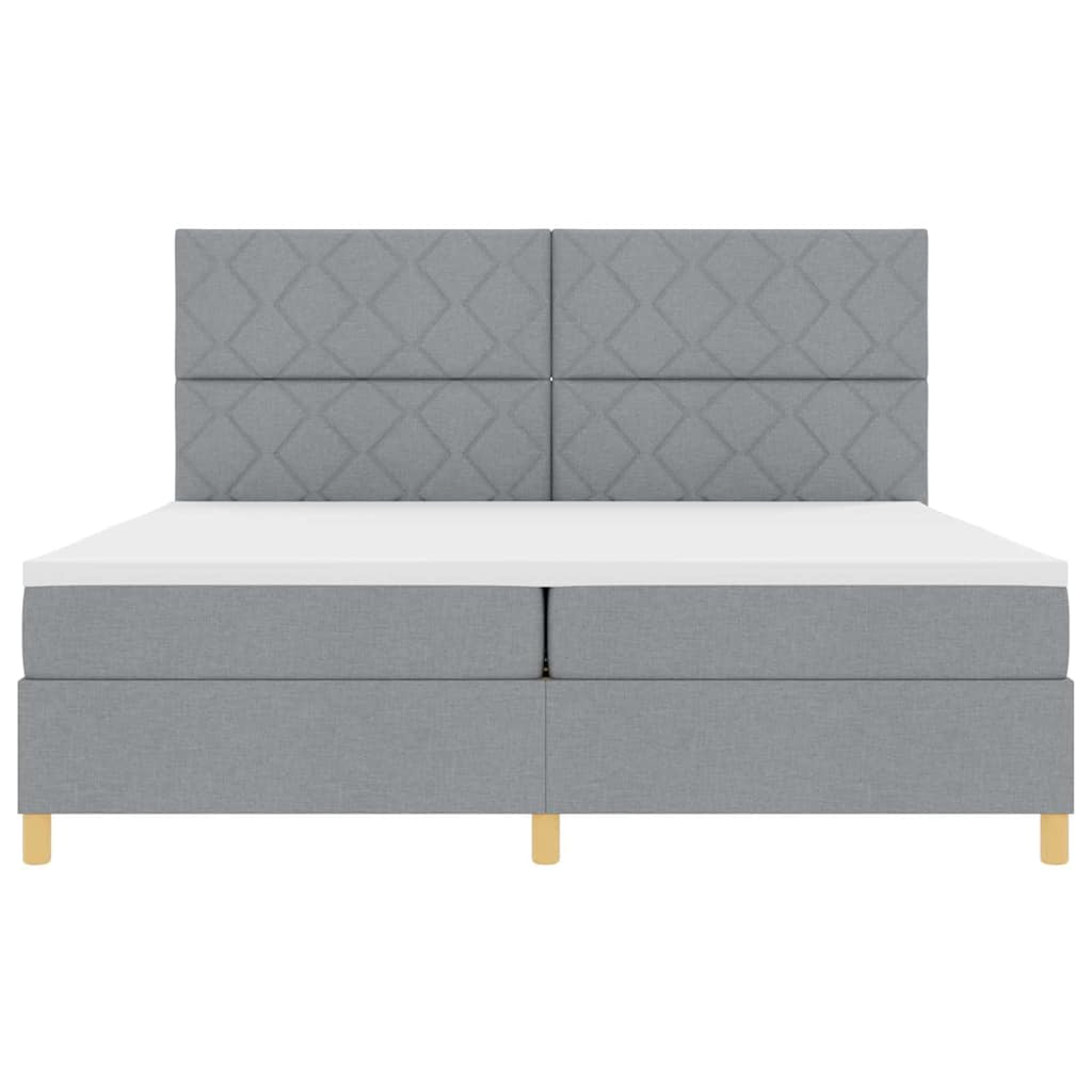 LED Box Spring Ágy Világosszürke 200 x 200 cm szövet