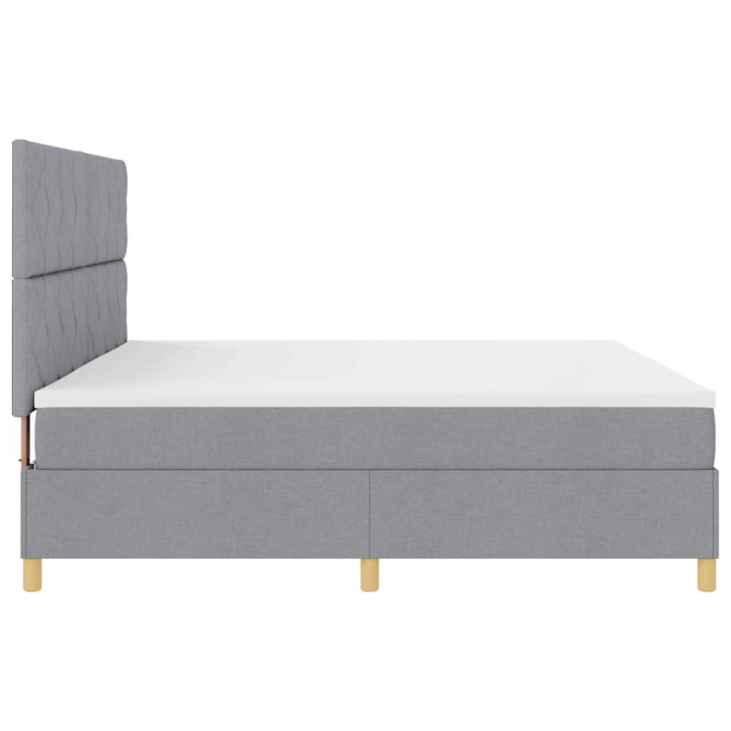 LED Box Spring Ágy Világosszürke 200 x 200 cm szövet