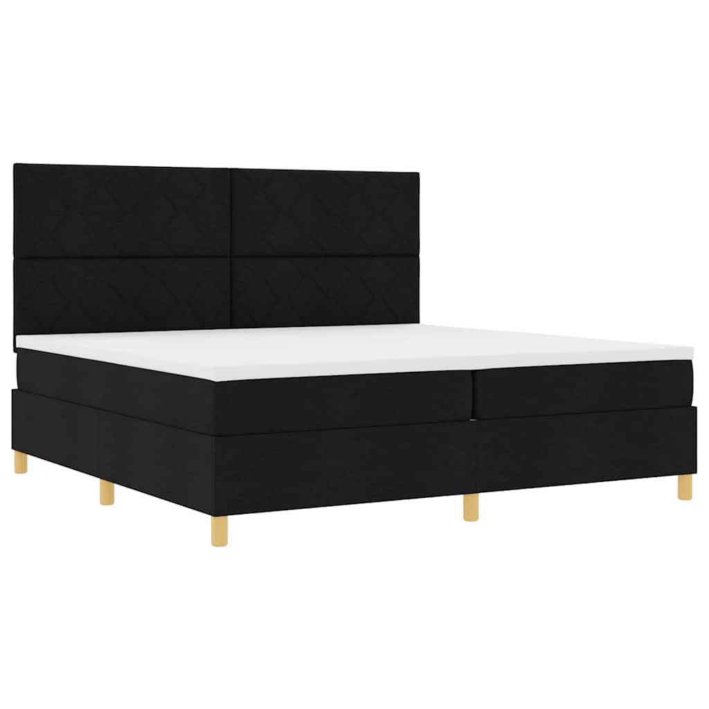 LED Box Spring Ágy fejtámlával Fekete 200 x 200 cm szövet