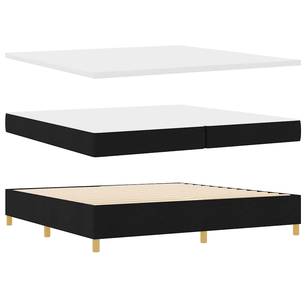 LED Box Spring Ágy matracmal Fekete 200 x 200 cm szövet