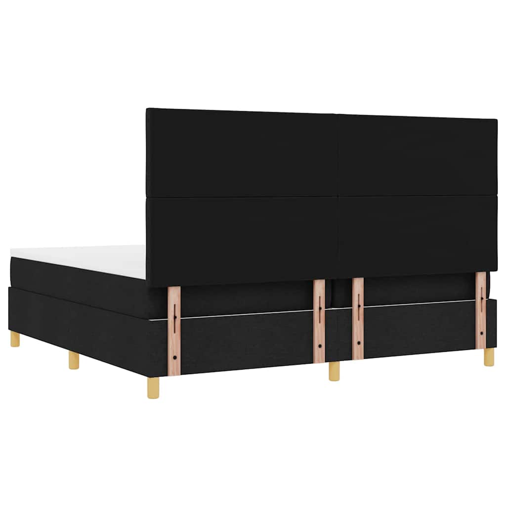 LED Box Spring Ágy matracmal Fekete 200 x 200 cm szövet