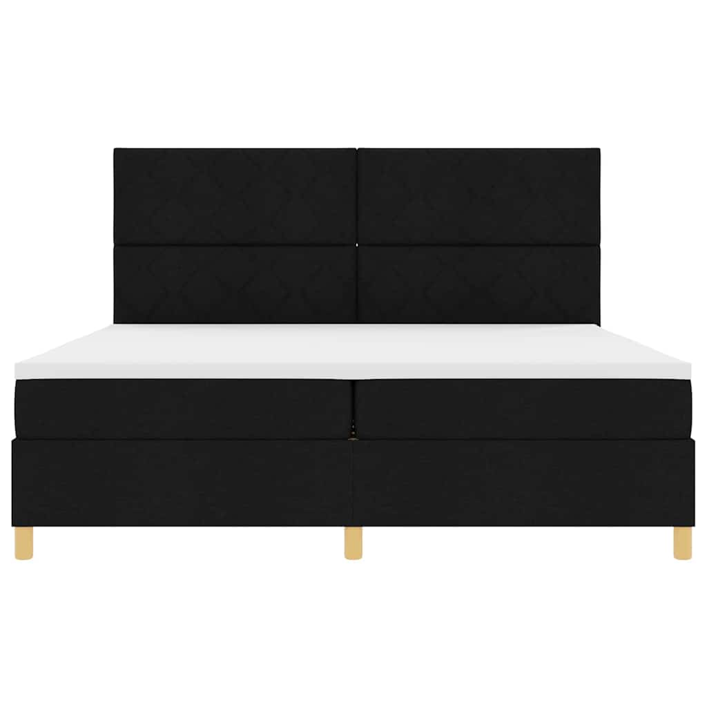 LED Box Spring Ágy matracmal Fekete 200 x 200 cm szövet