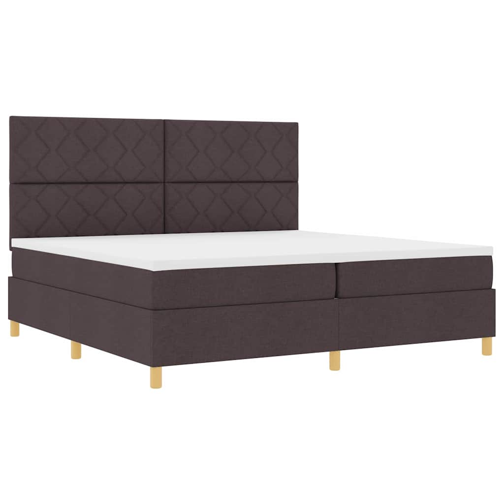 LED Box Spring Ágy fejtámlával Sötét Barna 200 x 200 cm szövet