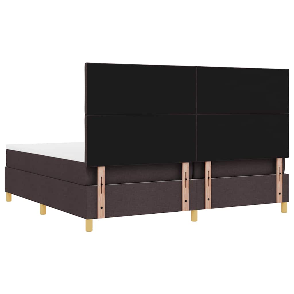 LED Box Spring Ágy fejtámlával Sötét Barna 200 x 200 cm szövet
